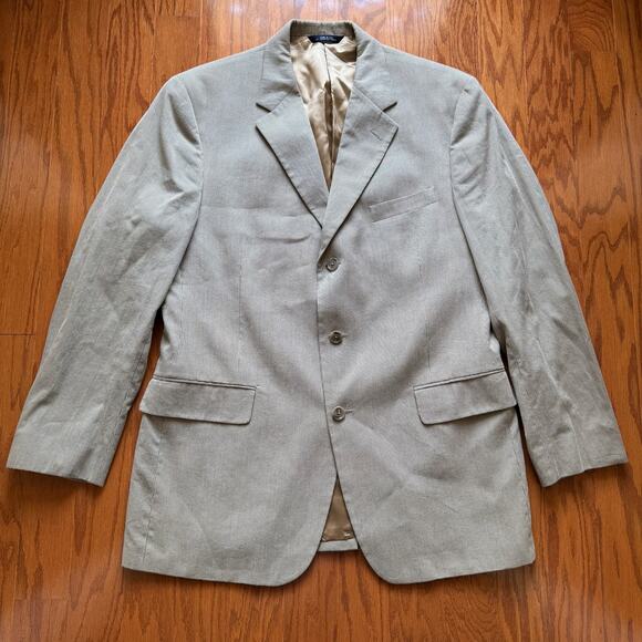 Brooks Brothers Blazer Men’s 41R Tan Cotton Stripe Jacket USA Made Classic Fit - Picture 2 of 15